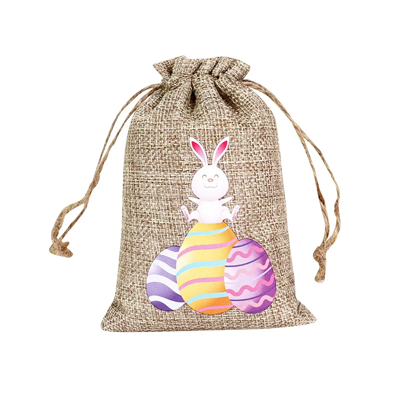 Easter Bunny Party Bag Drawstring Pocket for Candy Treats Kids Gift Storage