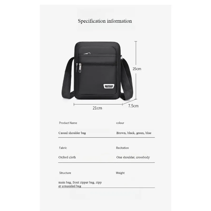 Herren-Umhängetasche, Wasserdichte und Verschleißfeste Geldbörse, Modischer Multi-Reißverschluss-Rucksack, Geschäftsreise-Schultertasche – Detail 4