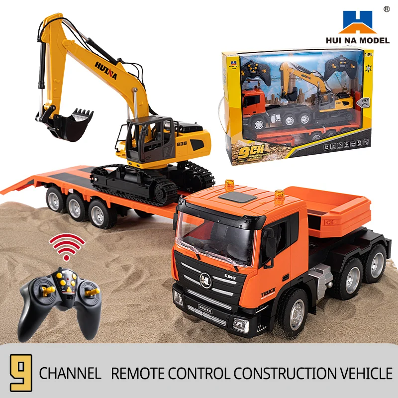 New HUINA 1/18 9CH RC Alloy Pallet Truck Excavator 2.4GHZ 9CH Remote Control Engineering Vehicle Model Childrens Toy Gift