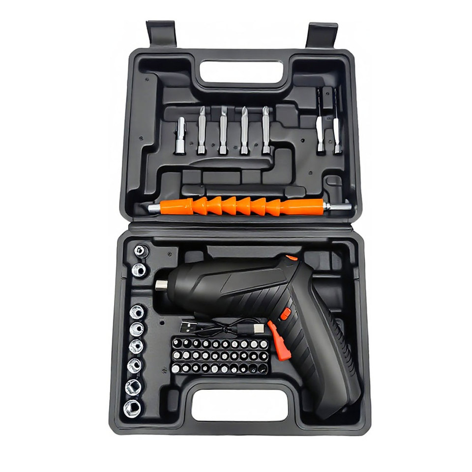 47pcs Electric Screwdriver Kit 3.6V Rechargeable Cordless Power Drill Folding Tool for Home Repairs and DIY Projects
