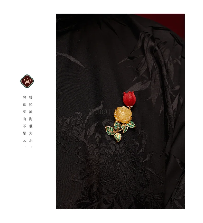 زهرة تتفتح الثروة بروش الراقية الإناث الفضة الاسترليني شمع العسل منحوتة باليد الصدار تصميم المتخصصة دبوس