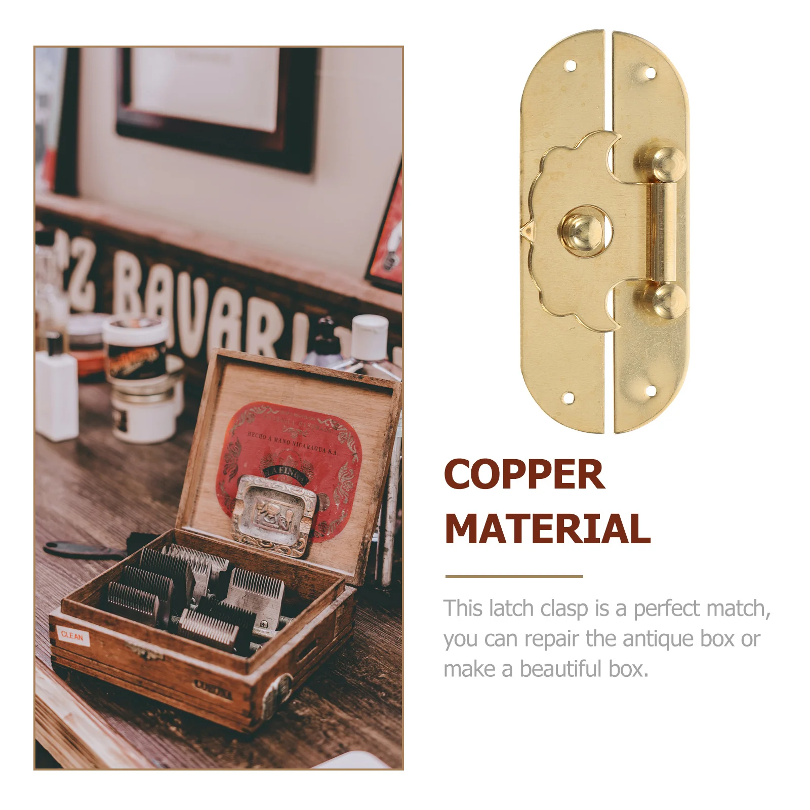 

Box Latch Copper Jewelry Box Hasp for Wooden Case Cabinet Suitcase Repair Decorative Vintage Clasp Fastener