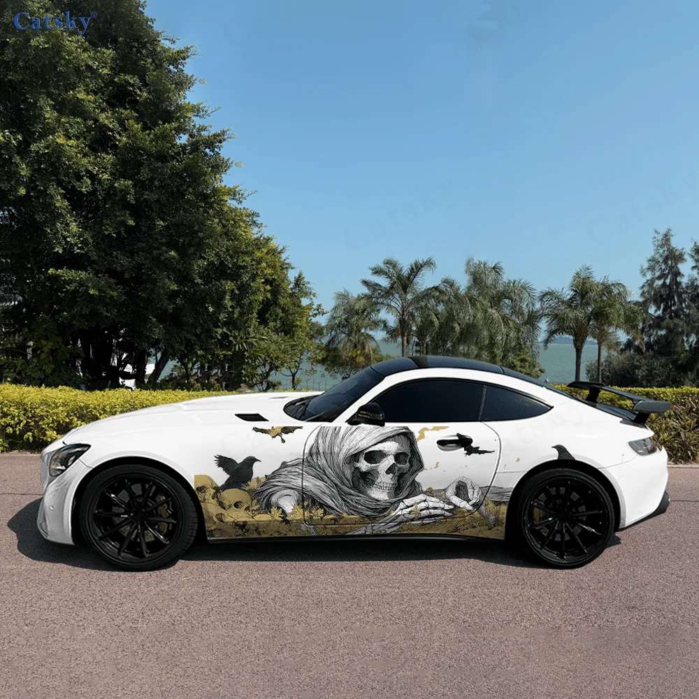 

Виниловая наклейка «Мумия Скелет Вороны Крест» для автомобиля, самоклеящаяся наклейка из ПВХ, подходит для грузовиков, внедорожников, Декор, автоаксессуары, подарок