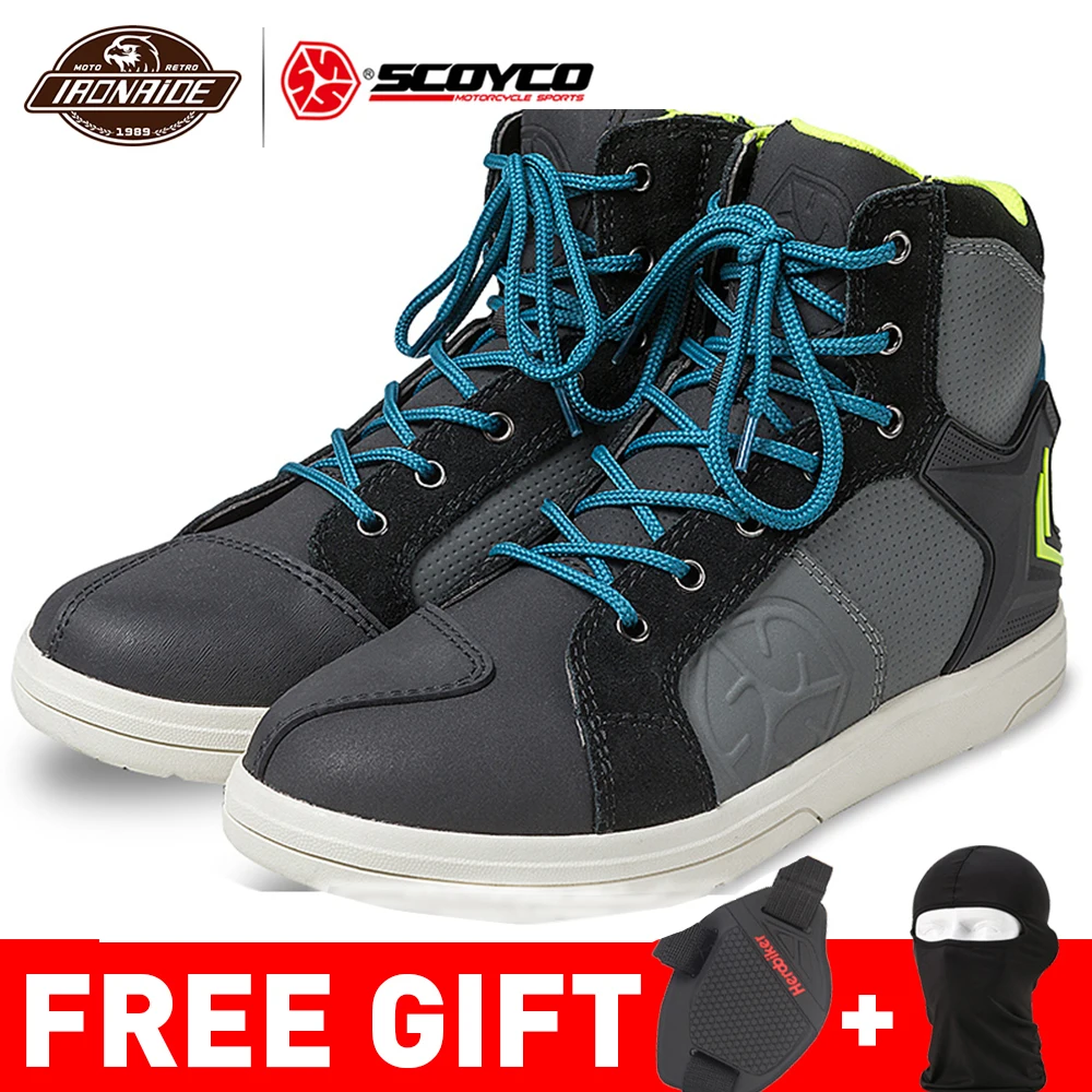 SCOYCO Stivali da moto impermeabili Stivali da motocross da uomo Moto Botas Moto Scarpe da moto casual