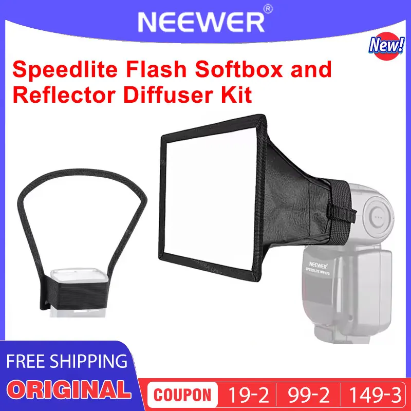 NEEWER Speedlite Flash Softbox and Reflector Diffuser Kit Fold-flat construction and ultra-compact design