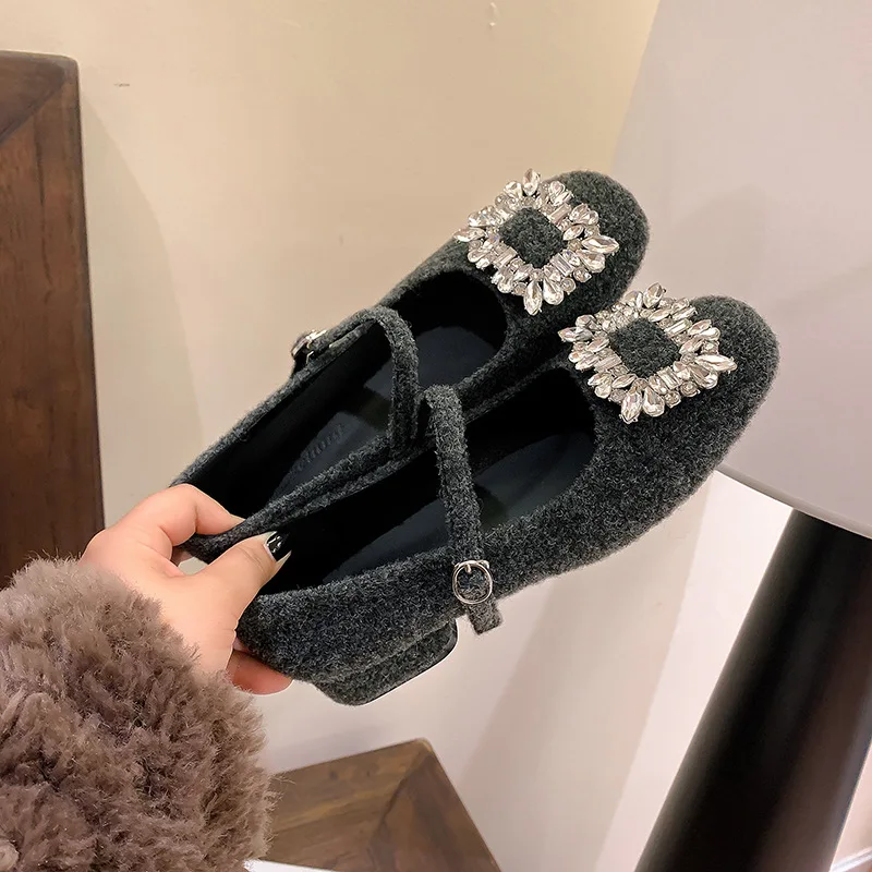 Fashion Women Shoes Woolen Vamp Pumps Beautiful Crystal High Heel Shoes Elegant Party Dress Shoes view 3