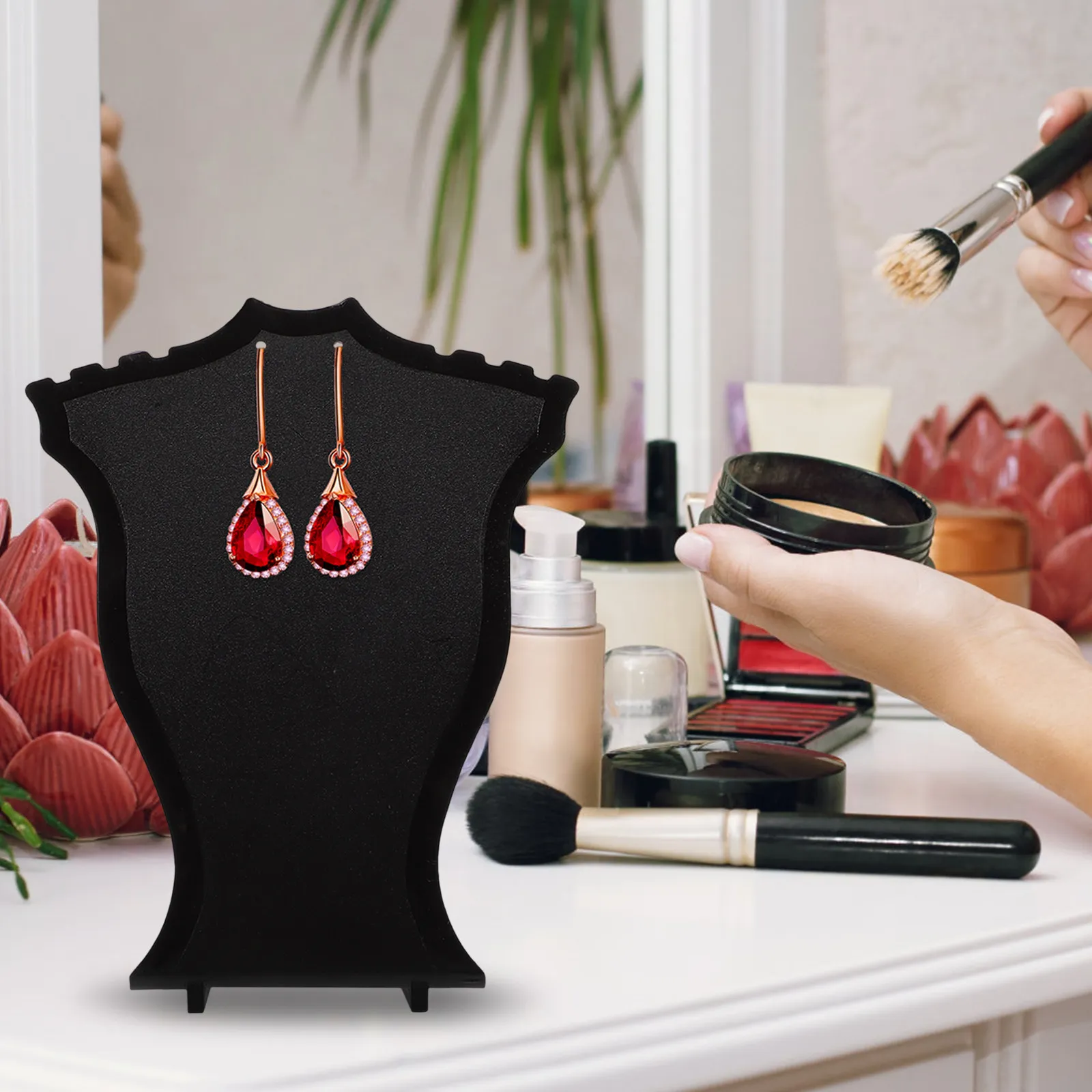 Necklace Earring Rack Sturdy Plastic Jewelry Display Stand Compact Earring Organizer for Home Decorative Storage Solution