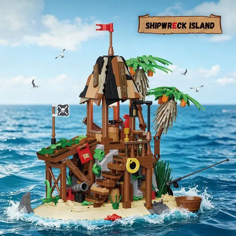 Royal Pirate Series Shipwreck Island Building Blocks Toy Model Table Decoration Birthday Gift