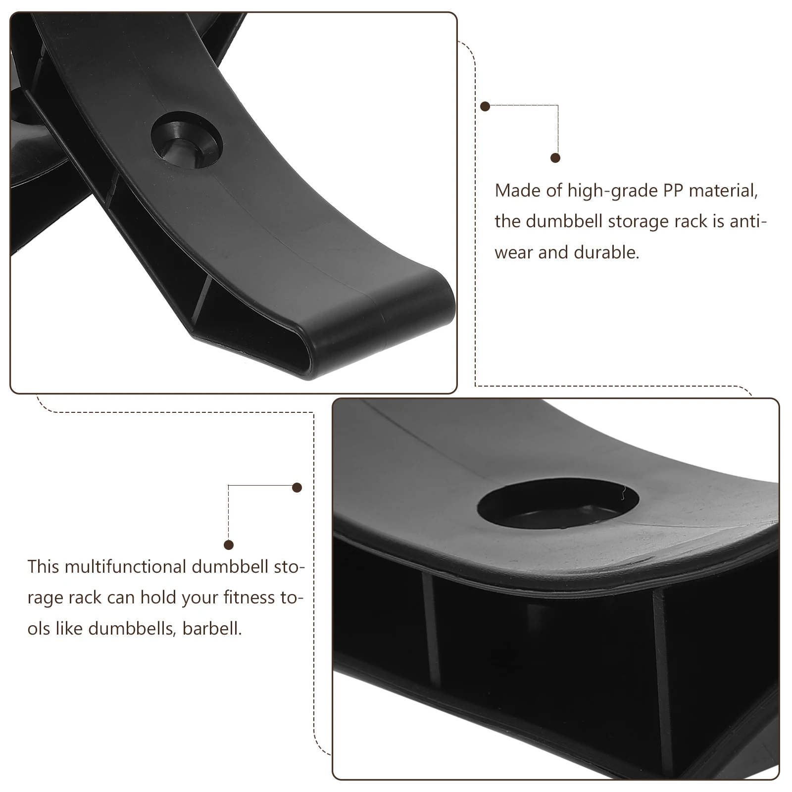 

6pcs Dumbbell Rack Hollow Black Saddle Stand for Floor Protection Gym Home Accessories Fitness Weight Organizer