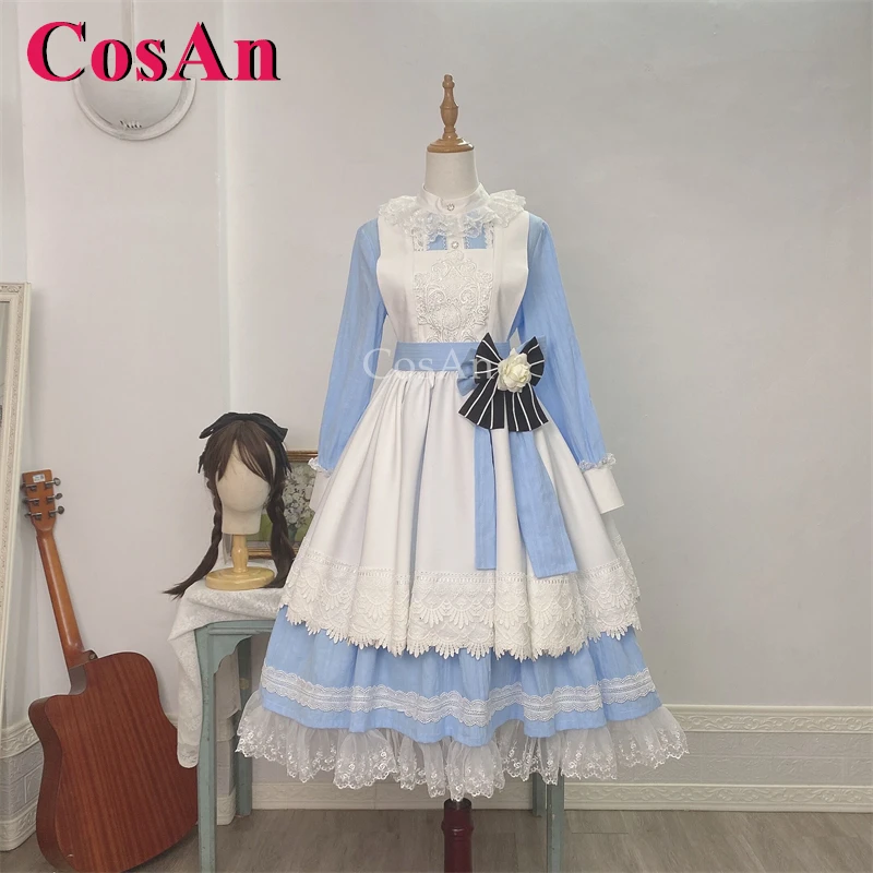 CosAn【Customized】Anime The Iron-Walled Emperor Anica Cosplay Costumes Gorgeous Blue Alice Maid Dress Party Role Play Clothing