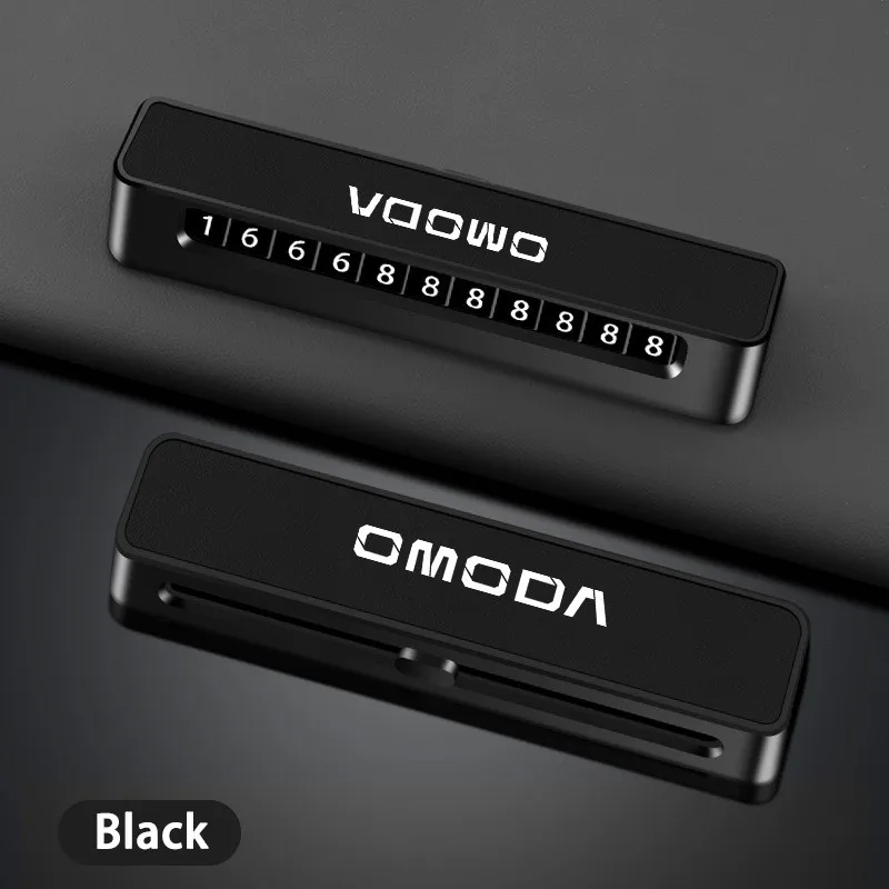 

ABS+Leather Car Temporary Parking Plate Signs Phone Number Plate Park Stop For CHERY OMODA E5 C5 O5 GT 2024 2025 Accessories
