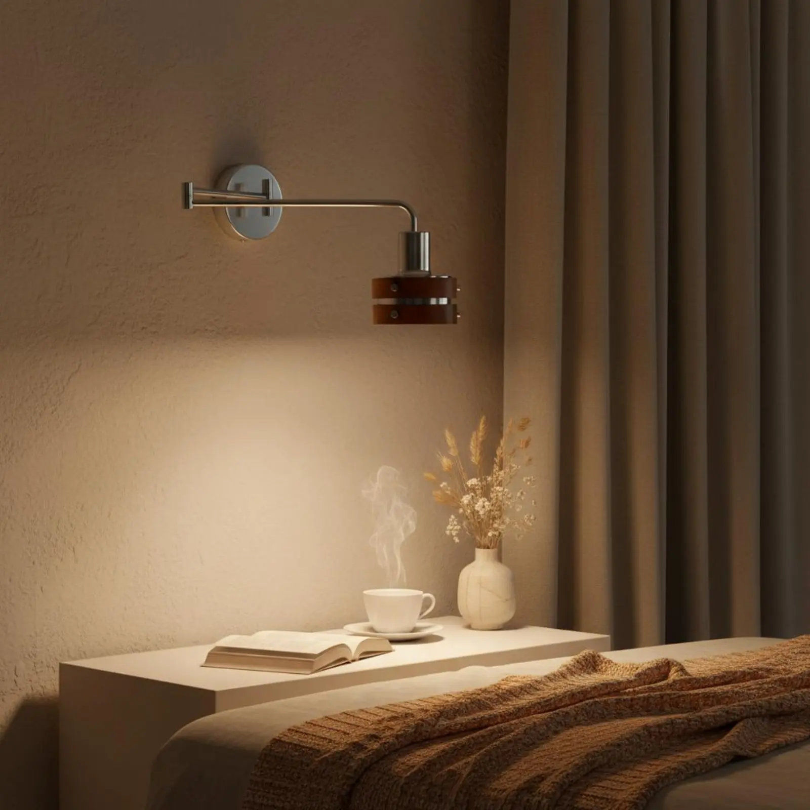 Retro Wall Reading Lamp Space Saving Swing Arm Lamp Extendable Wall Sconce Swivel Head Home Lighting for Bedroom