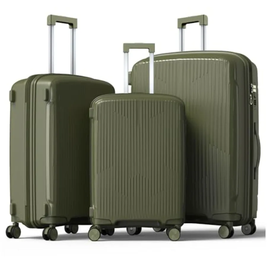 

Nazhura Luggage Set 3-Piece Hardside Suitcase Set 20-inch Carry On 24-inch 28-inch Luggage in Black with TSA Lock and Smooth Sp