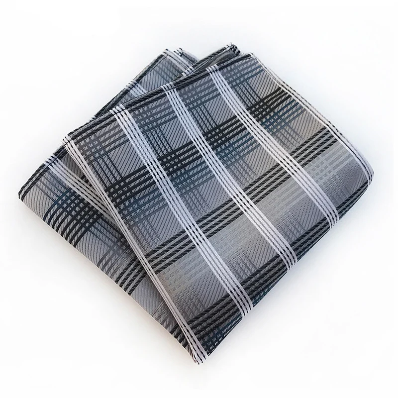 Plaid Pocket Squares New Mens Hanky Silk Handkerchief For Men Paisley Black Blue Chest Towels Square Scarf Suit Handkerchiefs