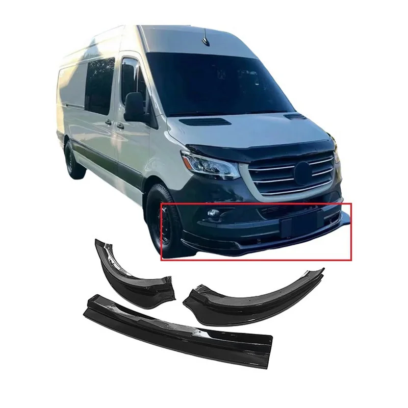 

Black Lower Lip Front Bumper Protect Front Skirt Spoiler For 2018-2023 SPRINTER W907 MP Wrap Angle Body Kit