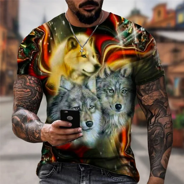 Animal Wolf T Shirt Men 3D Print Cute Funny T-shirt Fashion Casual Short Sleeve Harajuku Men Clothing