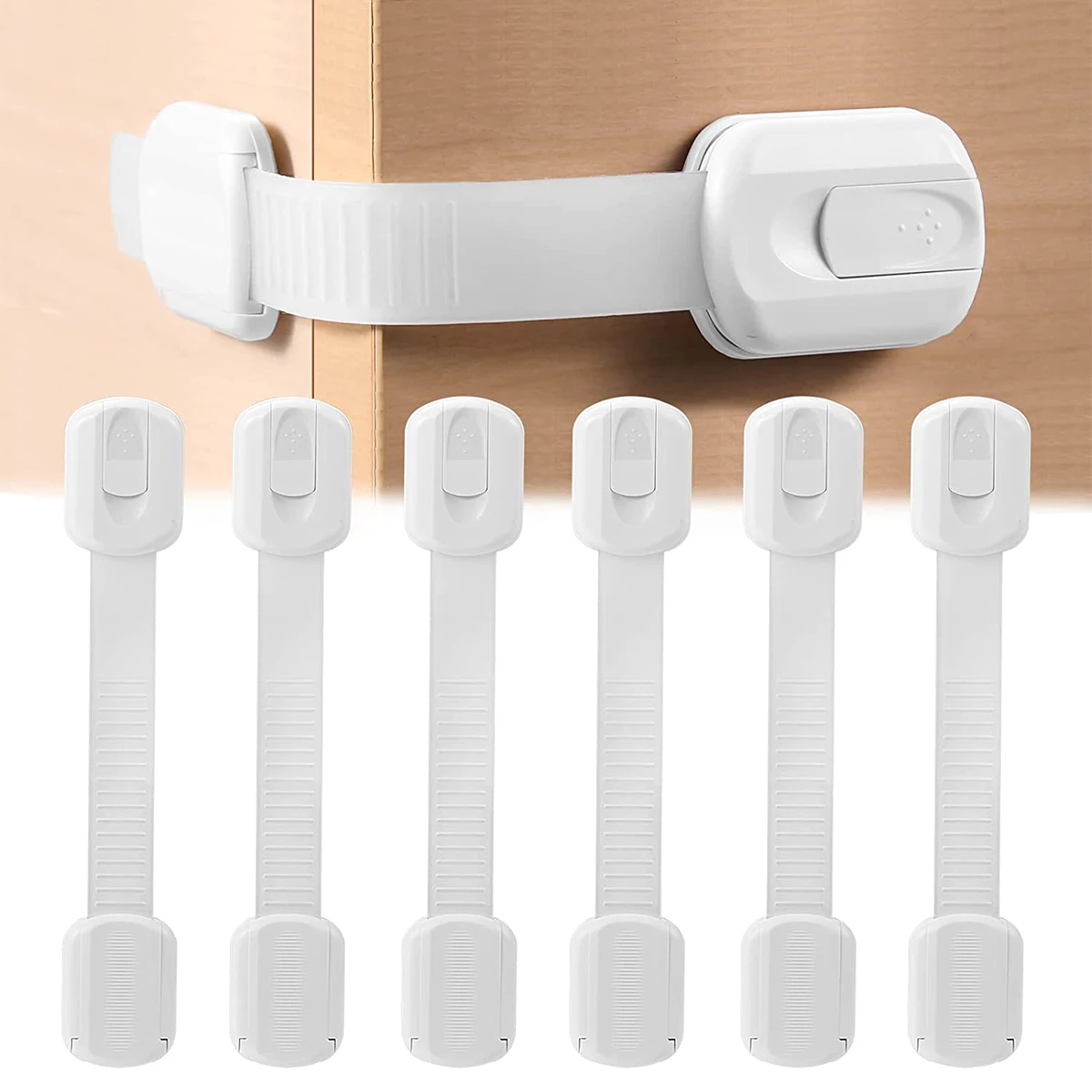 6Pcs Child Safety Strap Lock Baby Lock Multifunctional Baby Proofing Cabinet Latches Adhesive Strap Lock Childproofing Cabinet