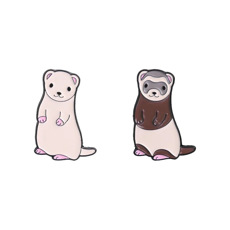 Cute ferret pet-shaped badges, cartoon animal series alloy pins, accessory for clothing and bags, gifts for friends