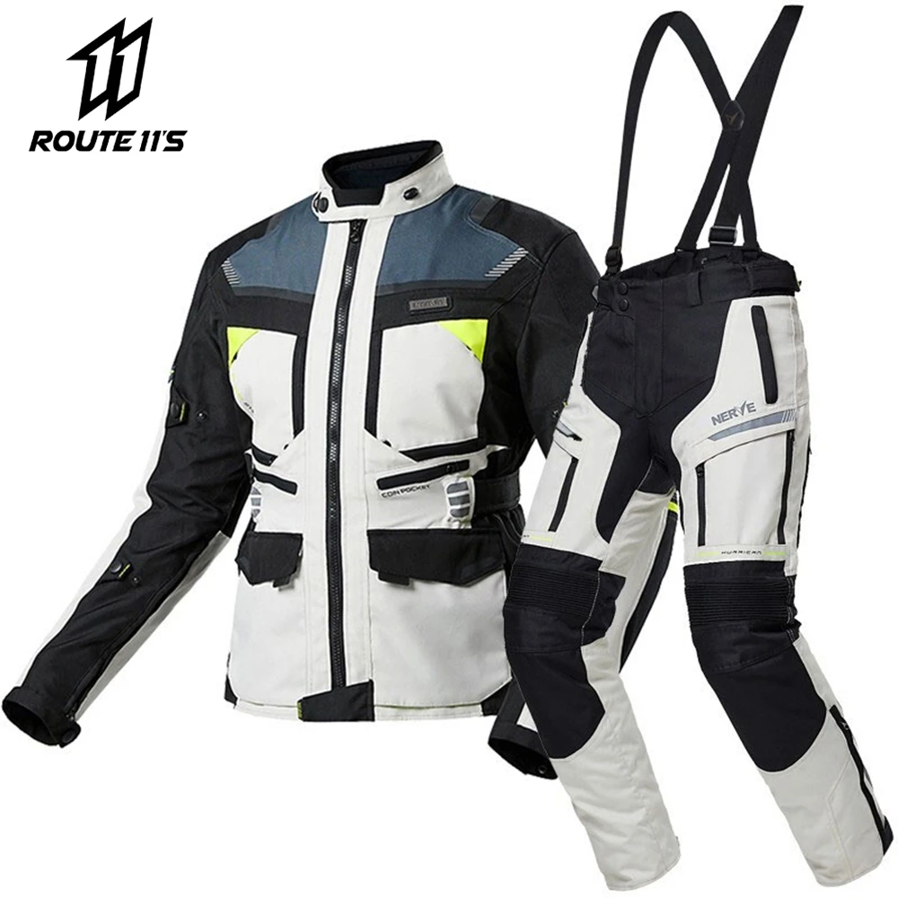 Motorcycle Jacket Rally suit CE Armored Waterproof All-Weather Warm 3 Layer Motocross Motocross Motorcycle Jacket + Pants