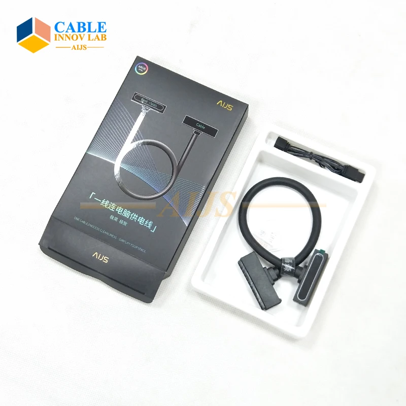 AXT 24PIN Motherboard extension cable Male-to-Female Connectors 5V 3PIN ARGB PC Cable 18AWG 90 degrees right angle design