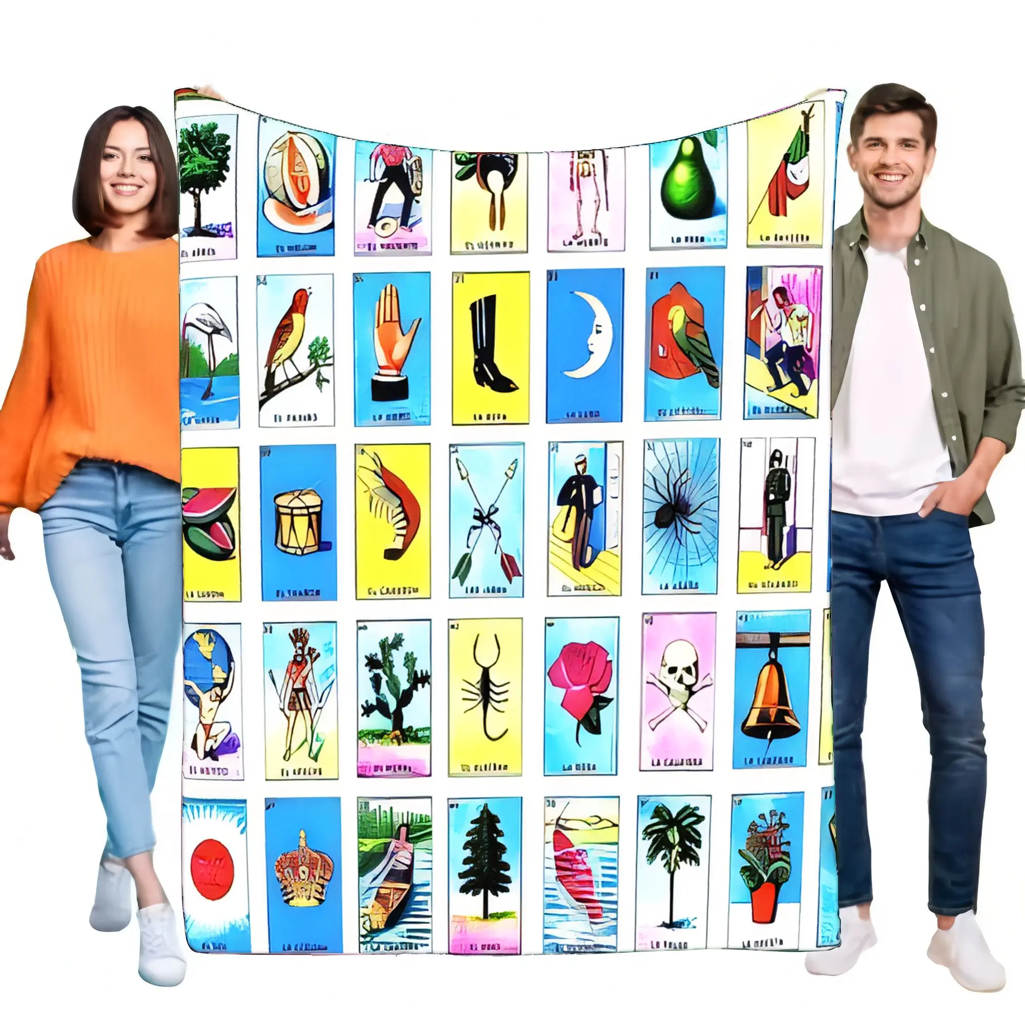 بطاقة ألعاب لوتيريا المكسيكية النابضة بالحياة، بطانية ناعمة ومريحة من الفلانيل لديكور المنزل، فكرة هدية ثقافية فريدة من نوعها