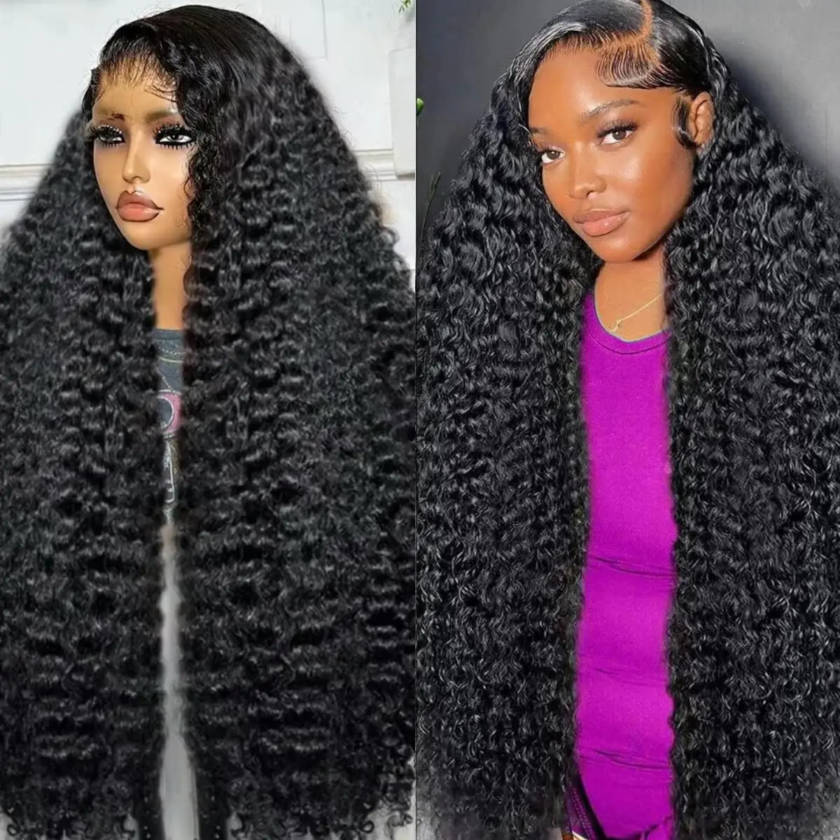 

13x4 Deep Wave Lace Front Wigs Human Hair 200% Density Pre-Plucked Hd Transparent Lace Frontal Wigs Human Hair For Women