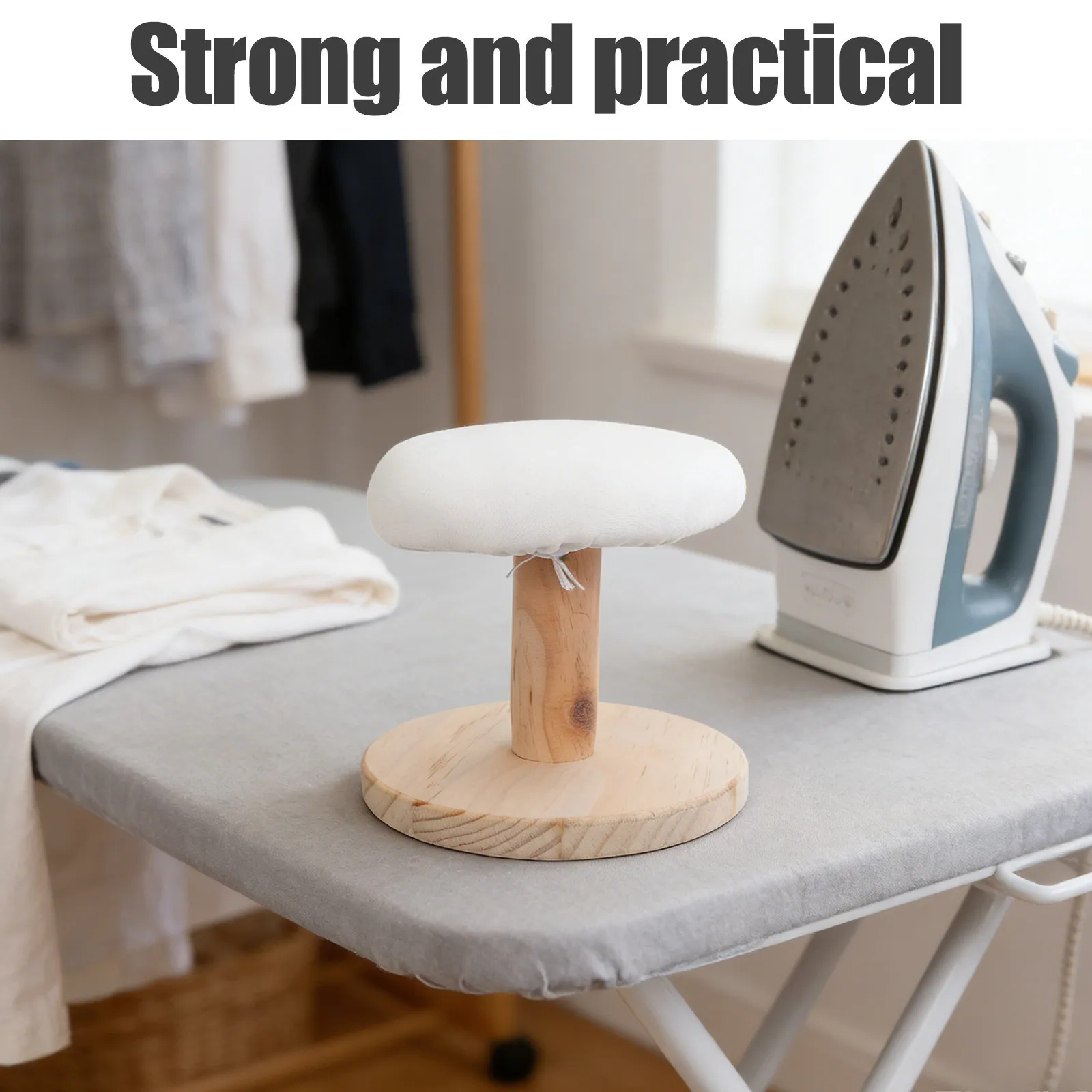 Portable Wood Mini Round Ironing Board Small Stool Sewing Shirt Collar Cuff Multi Functional Tailor Pad