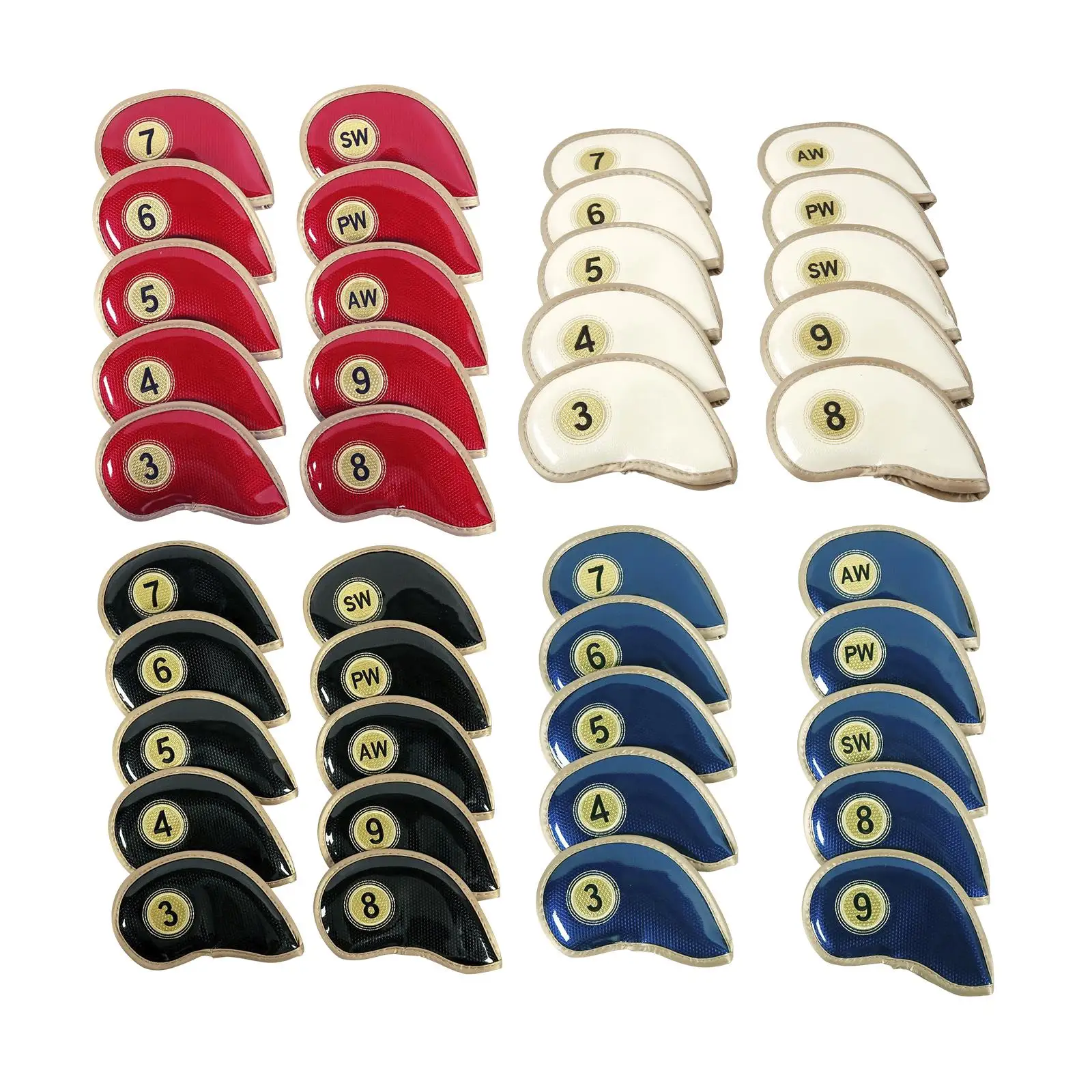 

10x Golf Iron Headcover Set Golf Club Head Covers for Golf Clubs Irons 3,4,5,6,7,8,9,A,S,P