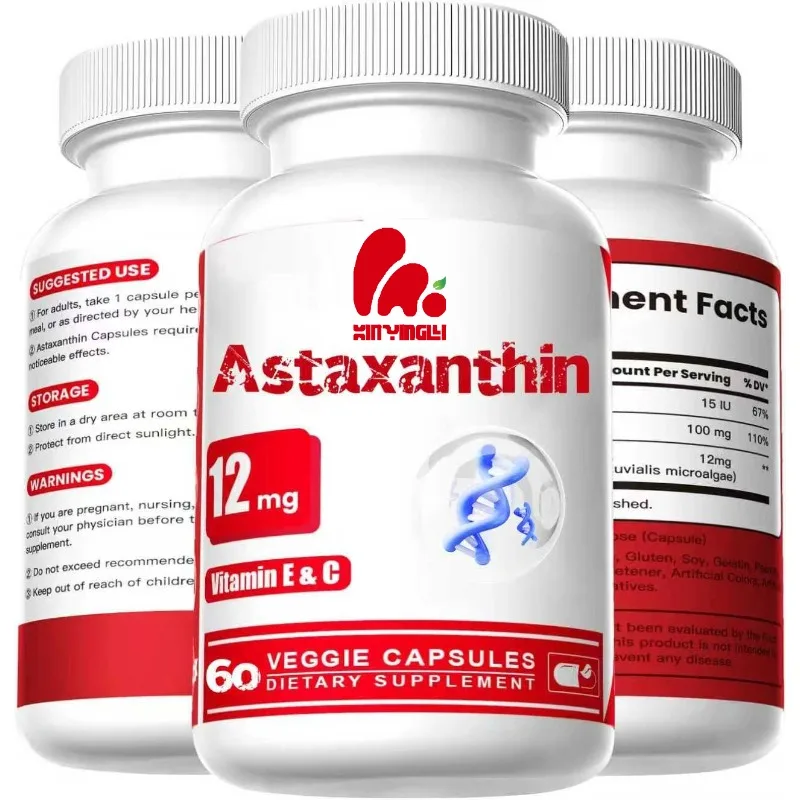 

Astaxanthin supplement 12mg high absorption formula containing vitamin E&C -60 capsules