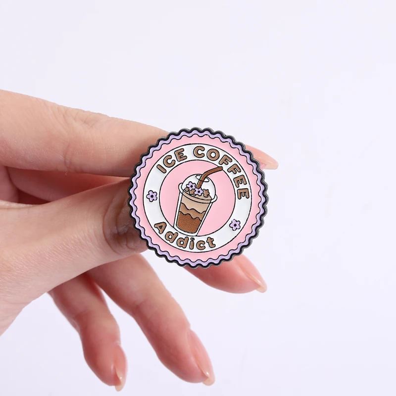 ICE COFFEE Addict Brooch Enamel Pins Custom ICED Coffee PRINCESS Brooches Backpack Lapel Badge Jewelry Gift for Coffee Lovers - view 5
