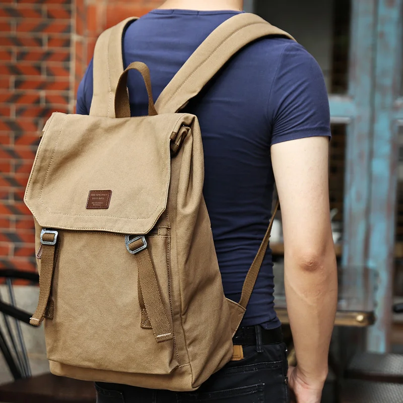 Canvas Backpack vintage Rucksack Travel Laptop College School Bookbag s Fits 15.6 Inch Daypack for Men