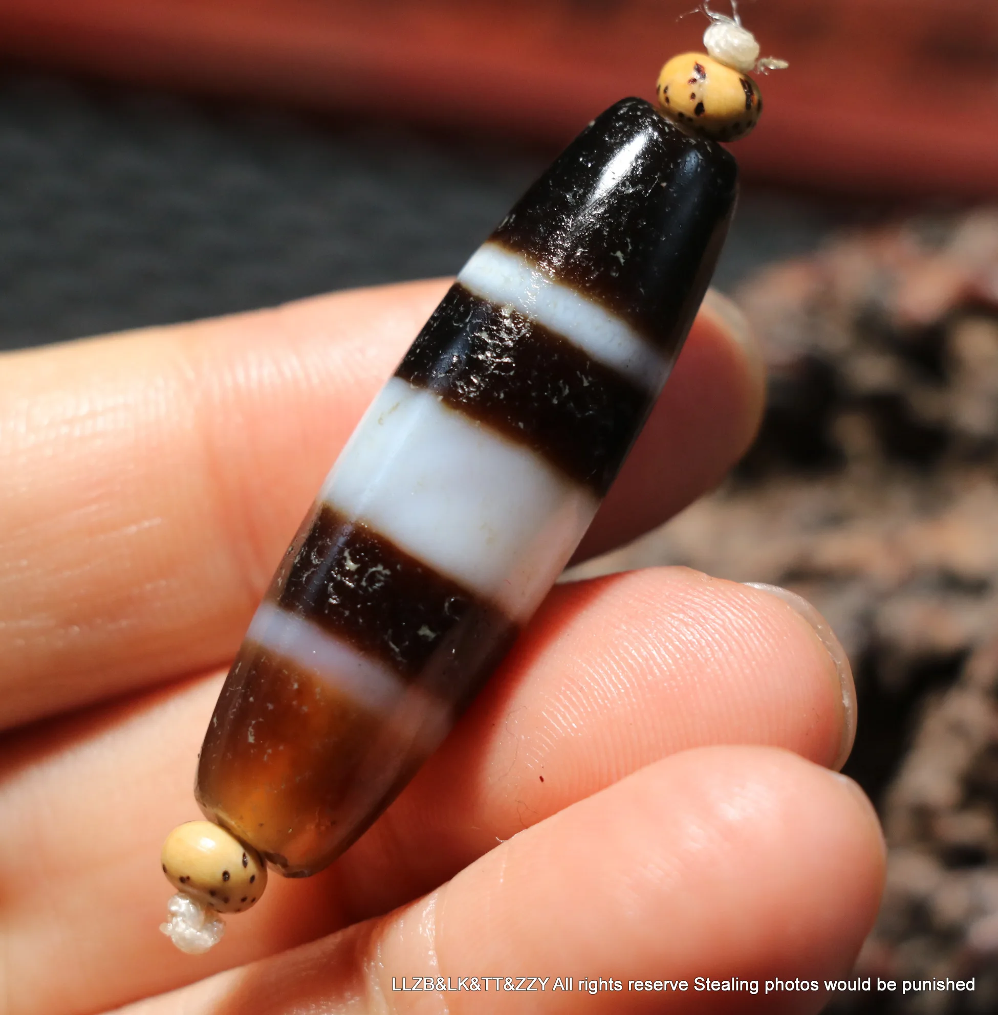 Power Energy Tibetan Old Agate 3 Wide Line Healer Medicine Symbol dZi Bead Amulet Fit For Bracelet Top Quality BGD0713A13