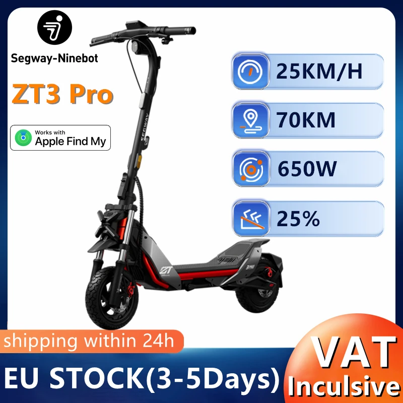 EU Stoklu Orijinal Ninebot by Segway ZT3 ProE Elektrikli Scooter: 25 km/s Hız, 70 km Menzil ve 650W Motor ile Güçlü Bir Gezi Deneyimi
