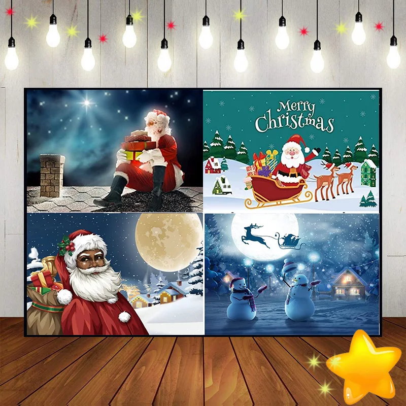 Merry Christmas Santa Photography Backdrops Xmas Tree Background Photo Dreamy Pure Baby Shower Fairy Tales Snow Winter Gift Home