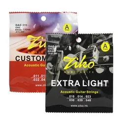 ZIKO 10 Sets/Pack DAG 010-048, 011-050 Brass Wound Acoustic Guitar Strings Guitar Accessory wholesale