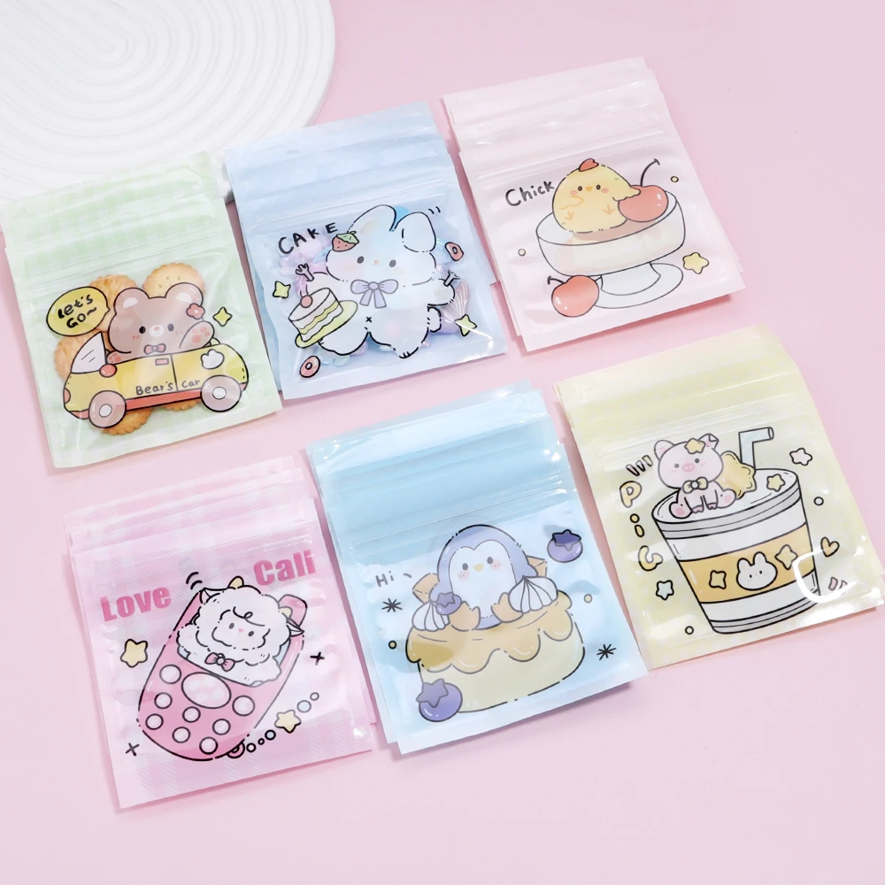 

20pcs Cartoon animal Ziplock Bag Candy Cookie Snack Bags Jewelry Gift Hand-made Soap Packaging Bags Self Sealing Storage Bags