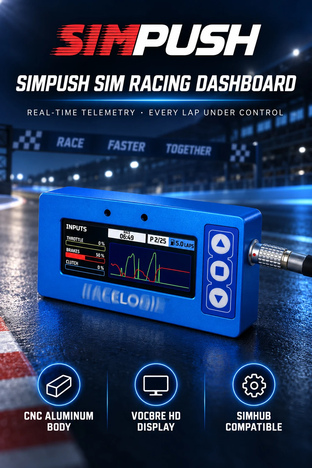 SIMPUSH RACELOGIC Dashboard SimHub Bildschirm Sim Racing Dash Display SIMAGIC FANATEC THRUSTMASTER SIMUCUBE – Detail 1