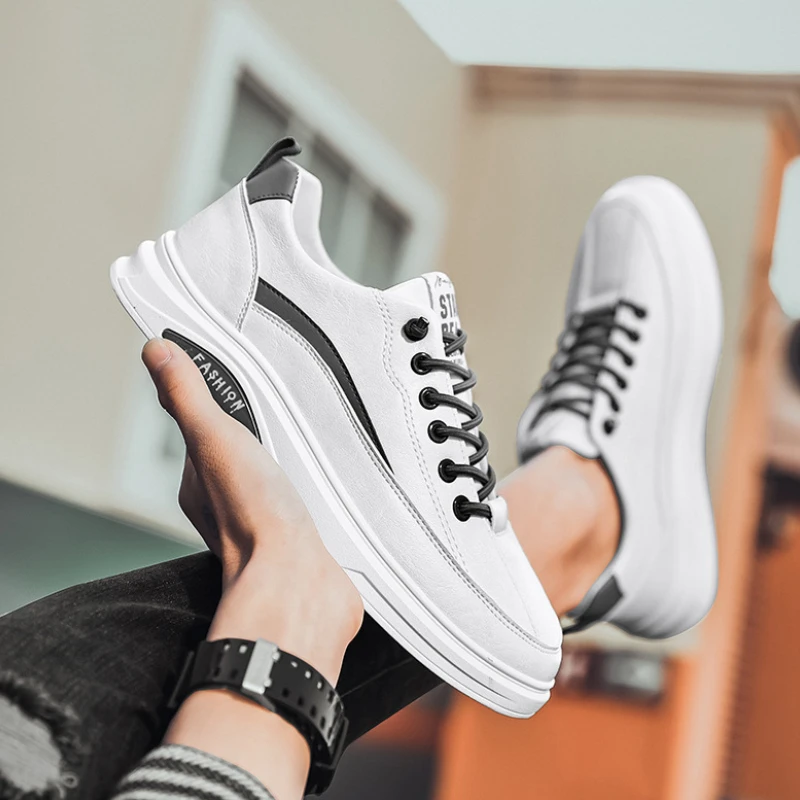 2024 New Shoes Fashion Leather Men's Casual Shoes Non-slip Wear-resistant Sports Male Shoes Comfortable Casual Slip-on Men Flats