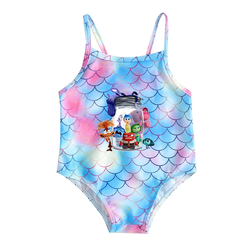 Inside Out 2 Girl Swimwear Joy Sadness Anxiety Baby One Piece Swimsuit Disney Summer Seaside Pools Swimming Clothes for Kids