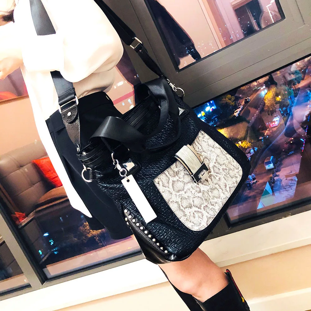 Women Fashion Handbag Lady Premuim Snake Pattern Leather Handbags Multifunction Messenger Bag Large Capacity Tote Shoulder Bags