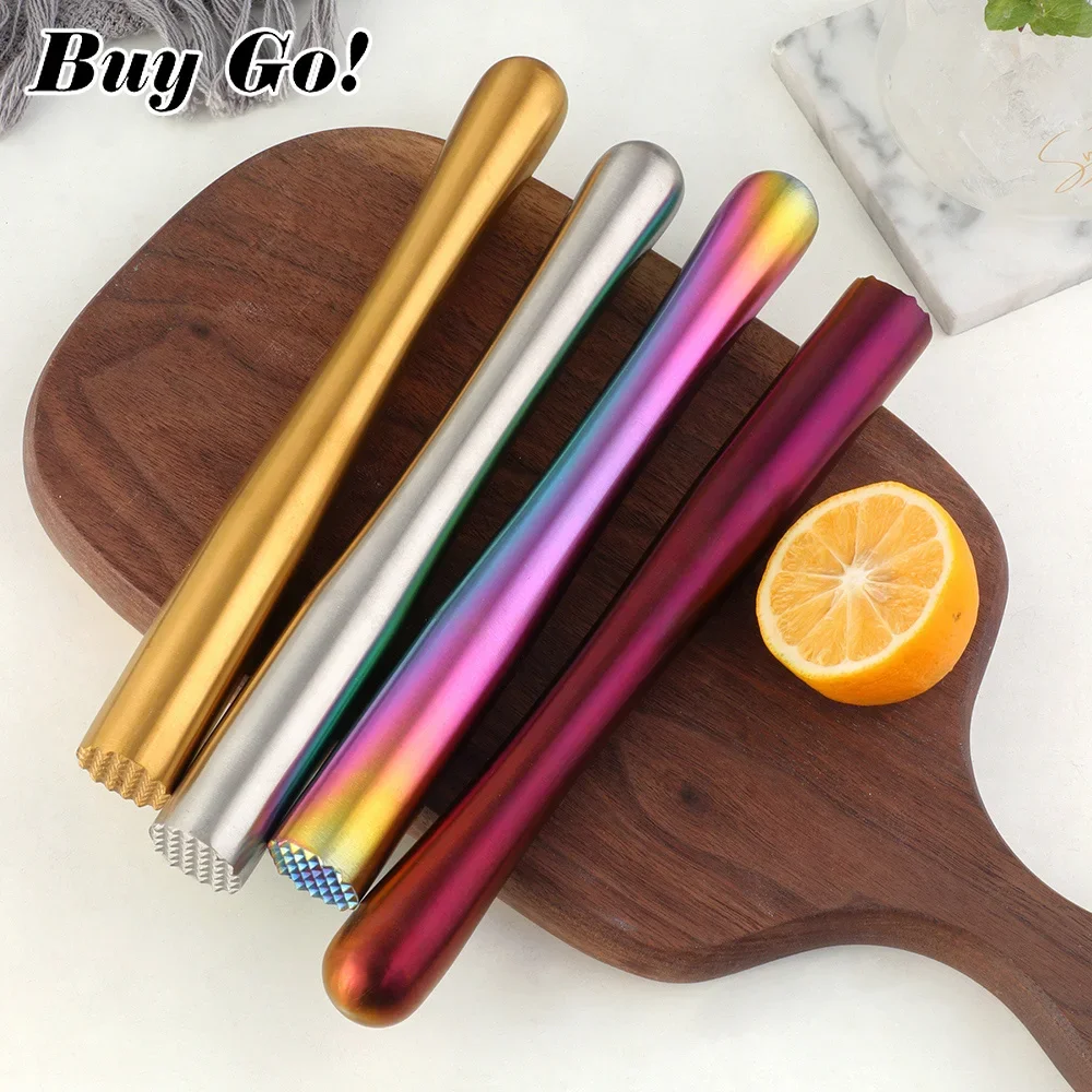 1/2PCS Stainless Steel Wine Mixing Stick Cocktail Muddler Shaker With Crushing Hammer DIY Drink Fruit Crushed Ice Barware Tool