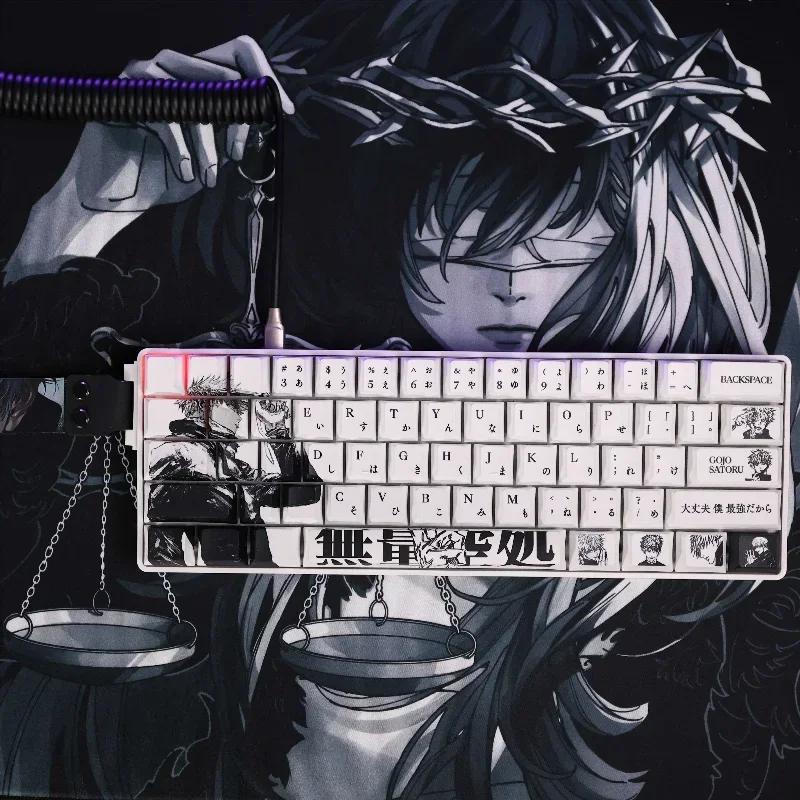 Imagem -04 - Gojo Satoru Anime Keycaps Grupo Sublimação Perfil Cereja Acessórios Teclado Mecânico Custom Handsome Keycaps
