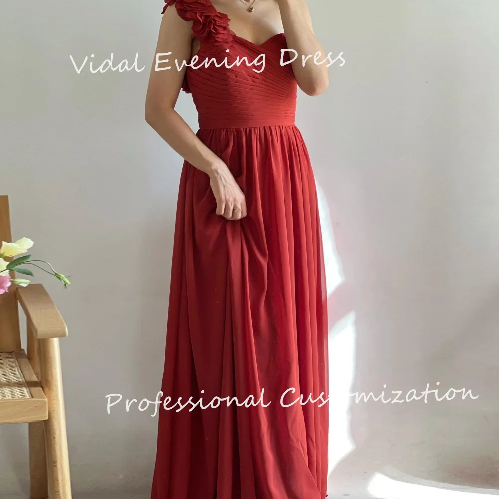 

Vindal Evening dresses Crepe Sleelveless One-shoulder Elegance A-line Ankle-Length Modern-style High-Quality For Woman 2024