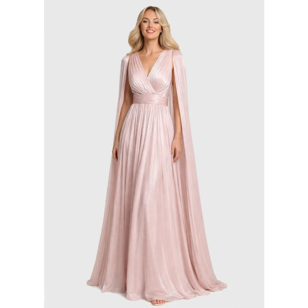 Vestidos de Madrina Personalizados Estilo Línea A 2026, Vestido Rosa con Cuello en V para Mujer, Traje Elegante para Fiesta de Bodas, Vestido de Noche Largo