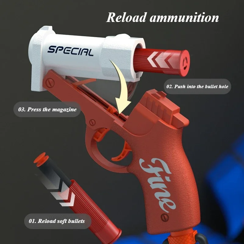 미니 핸드 캐논 풀러 발사기, 어린이 포켓 던지기, 쉘 소프트 총알 총, 소년 장난감, 권총 너프 총알