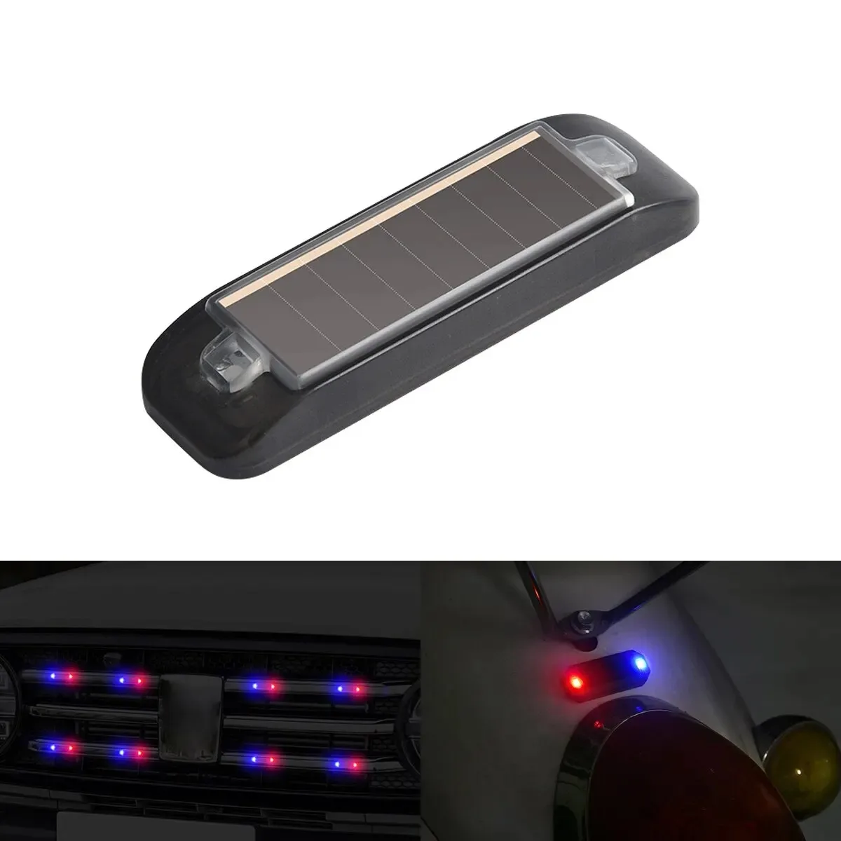 Mini LED Solar Power Car Warning Light Wireless Anti-Theft Simulated Alarm Caution Lamp Night Security Flashing Dummy Alarm