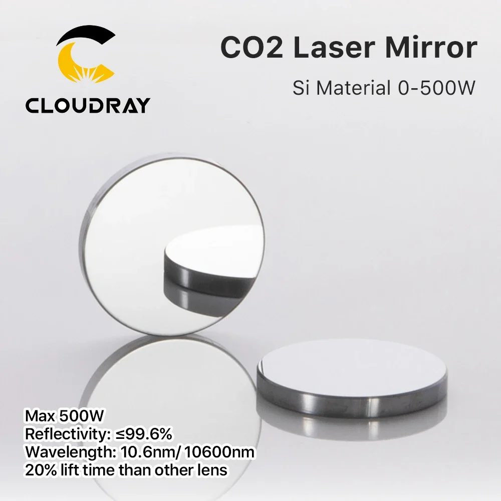 Cloudray 500W Co2 Laser Si Reflective Mirrors Lens Refiectivity 99.6% Black-Coating Reflector Lens for CO2 Laser Engraver