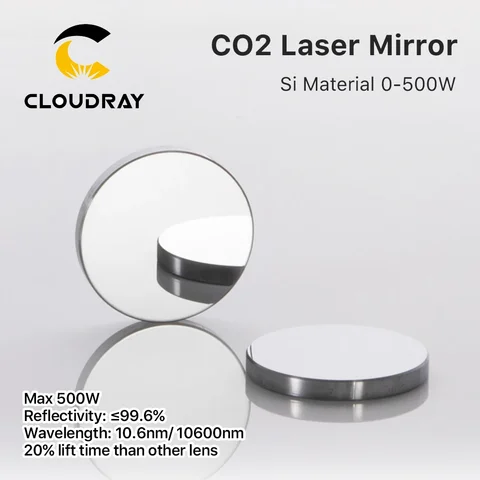 Cloudray 500W Co2 Laser Si Reflective Mirrors Lens Refiectivity 99.6% Black-Coating Reflector Lens for CO2  Laser Engraver