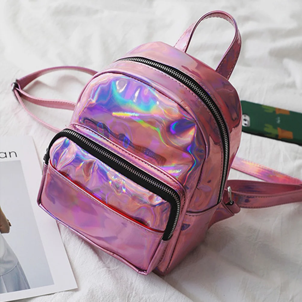 حقيبة ظهر ثلاثية الأبعاد باللون الوردي ذات سعة كبيرة حقيبة مدرسية بأشرطة قابلة للتعديل وحقيبة عاكسة واسعة لمستحضرات التجميل والقرطاسية