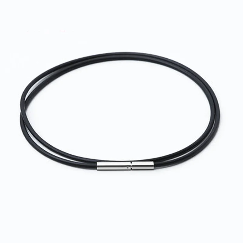 1.5mm 2mm 3mm Black Rubber Soft Cord String Rope Chain Necklace Jewelry with Stainless Metal Buckle Clasp 40cm 50cm 60cm